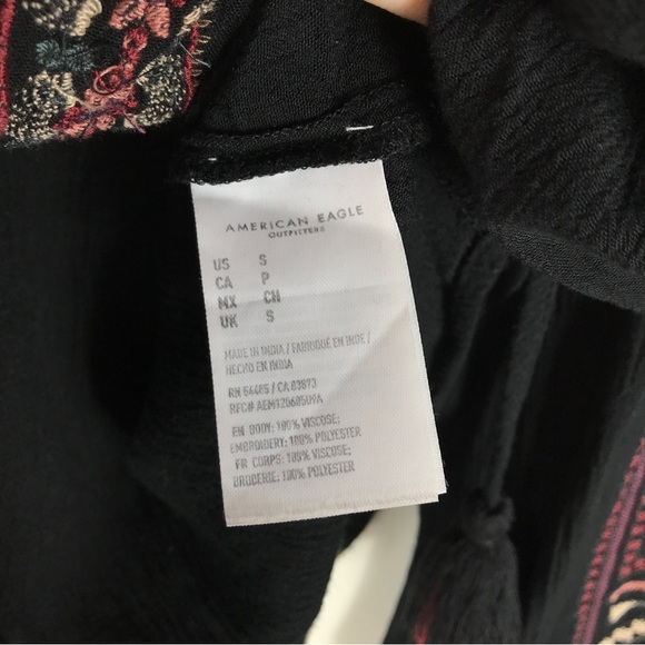American Eagle Black Embroidered Peasant Top - Picture 12 of 12